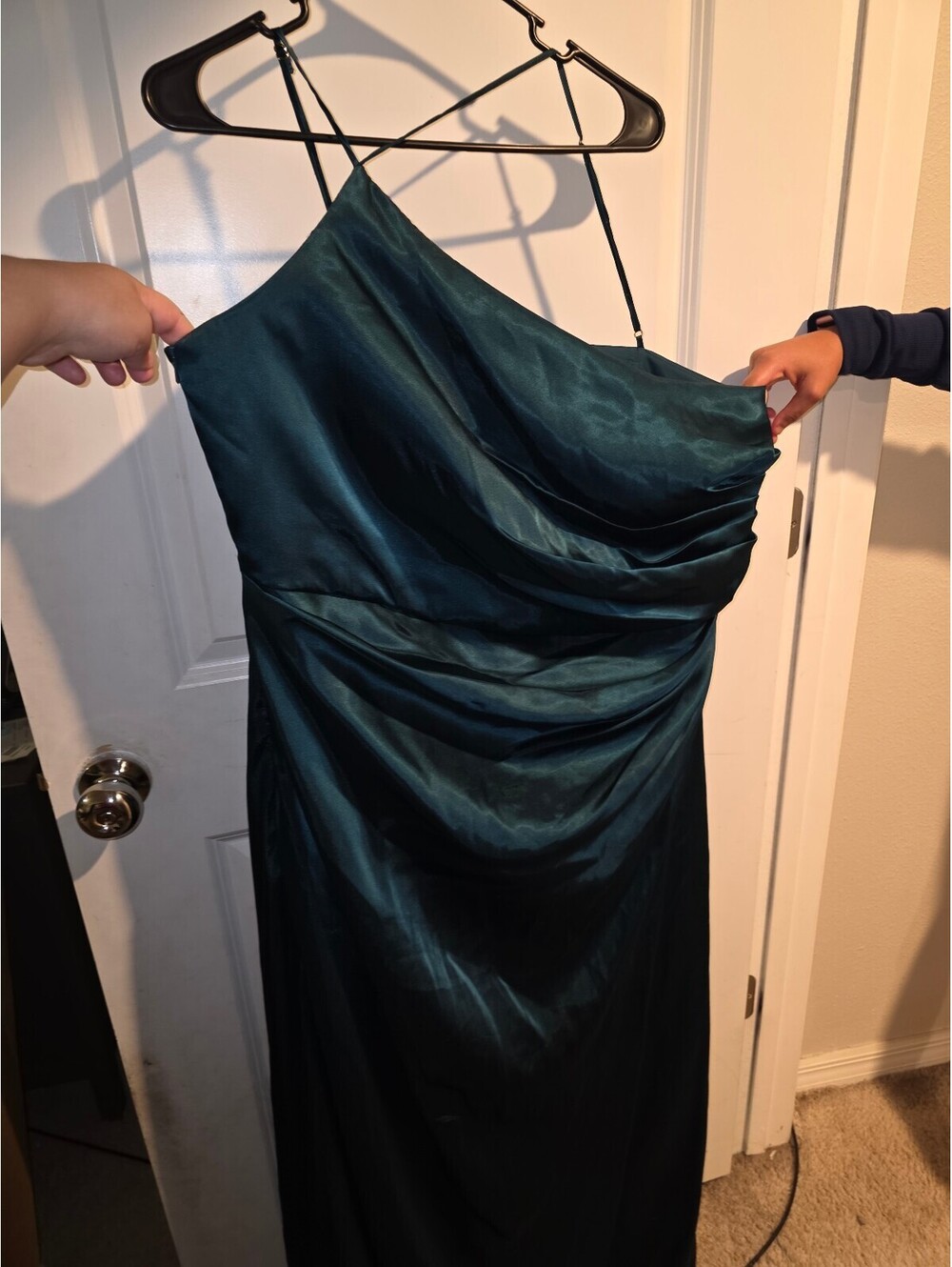 Galina Signature Satin One Shoulder Gown Women's Dark green - wedding guest - 22